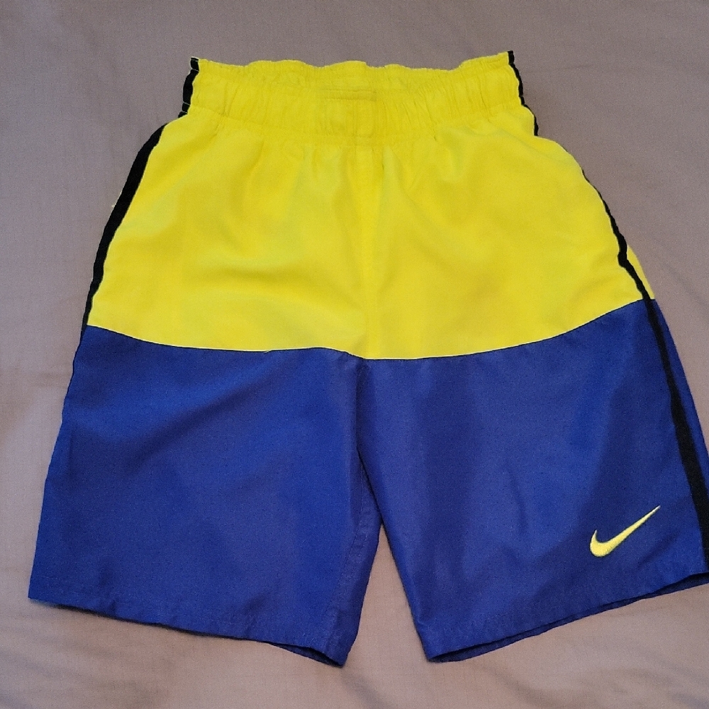 Nike Yellow and Blue Two-Tone Athletic Shorts